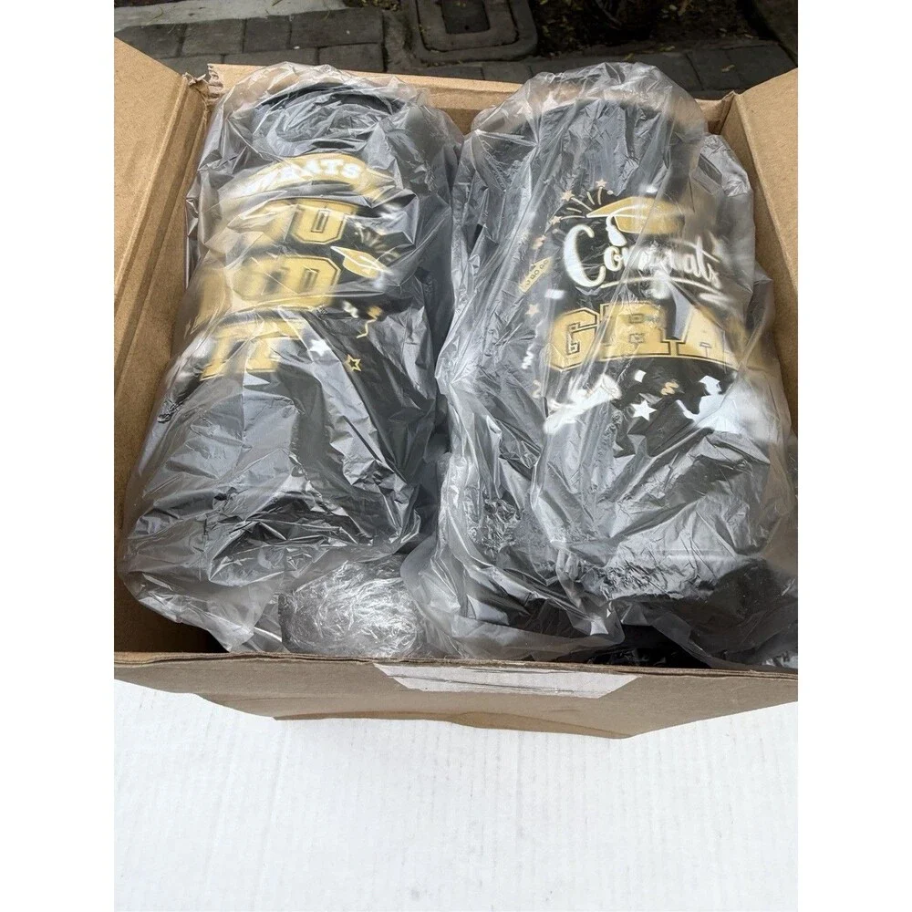 Set of 6 Black Plastic 16oz Tumblers “Congrats Grad” – Graduation Cups